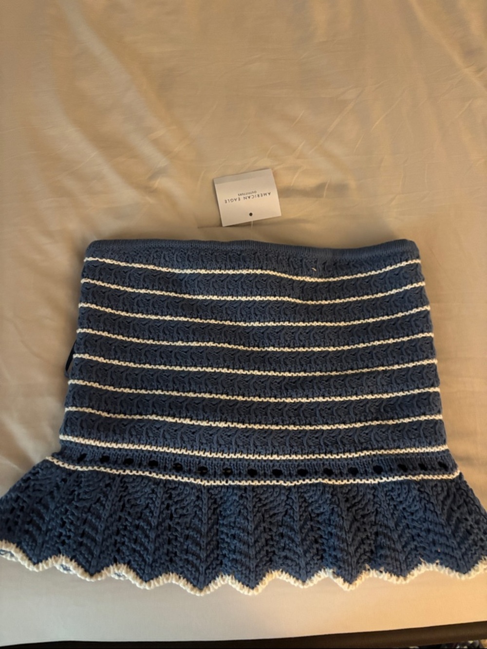 Aerie Navy and White Knit peplum top